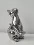 Сребриста декоративна фигурка котка, снимка 2