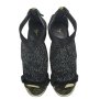 Черни сандали на ток с камъни , снимка 1 - Дамски обувки на ток - 41682288