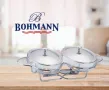 Съд за затопляне Bohmann, 2x1.5л. Двоен, Овал, 2 Свещи, Стоманен капак, Стъкло, Инокс, снимка 4