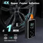 Акумулаторен компресор за гуми, 150psi, дисплей, Power bank, фенер, аварийна светлина, приставки, снимка 2