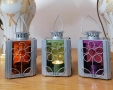 Комплект красиви декоративни фенери''Glaslaternen / Flower/ с флорален дизайн от стъкло и метал., снимка 5