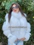 Луксозно дамско палто естествен косъм лисица и естествена кожа код 45