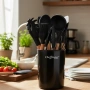 Комплект 12 части кухненски прибори със стойка Cheffinger – силиконови накрайници, дървени дръжки, т, снимка 3