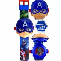Avengers Капитан Америка Детски 3D часовник с прожектор , снимка 1 - Детски - 34209663