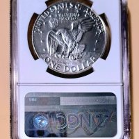 Сребърен американски" Айк" долар 1973г., снимка 2 - Нумизматика и бонистика - 42697290