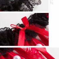 Секси прашки с вагинални топчета в червено и черно - Код: P1369, снимка 4 - Бельо - 33305201