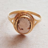 Златен 18к пръстен с камея , снимка 4 - Пръстени - 44478387