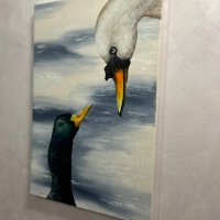 Картина “Лебед и патица”, снимка 3 - Картини - 41521296