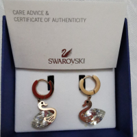 обеци Сваровски със сертификат за оригиналност НОВИ в кутия  Swarovski, снимка 1 - Обеци - 35676489