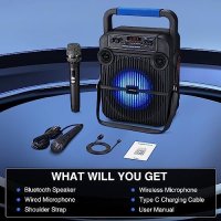 Нова Караоке машина с 2 микрофона Преносим Bluetooth високоговорител, снимка 6 - Караоке - 42002427