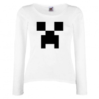 Дамска тениска Creeper Face 1 майнкрафт Minecraft,Игра,Забавление,подарък,Изненада,Рожден Ден., снимка 4 - Тениски - 36520486
