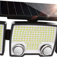 Соларна охранителна лампа LUTEC с 2 сензора, 332 LED 7000K 1500LM, сензор за движение, водоустойчива, снимка 1 - Соларни лампи - 44827202
