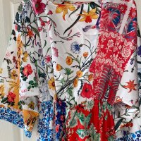 Дълга нова памук памучна елегантна ежедневна рокля тип кимоно широк ръкав флорален принт цветя , снимка 7 - Рокли - 41659723
