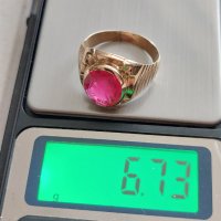 Златен пръстен 14к с гема(камея)изработена на натурален рубин., снимка 11 - Пръстени - 44478917