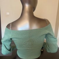 Дамска блуза с паднали рамене в зелено !, снимка 5 - Блузи с дълъг ръкав и пуловери - 42098798