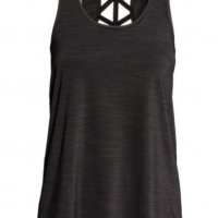 Нов -35% H&M спортен потник с декоративен гръб S размер черен меланж, снимка 2 - Спортни екипи - 39812047