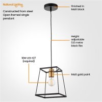 Декоративна висяща висяща таванна лампа с абажур в метална кутия, снимка 3 - Лампи за таван - 41947200