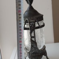 Стара антикварна захарница или съд за лед(метал стъкло), снимка 11 - Други ценни предмети - 40820061