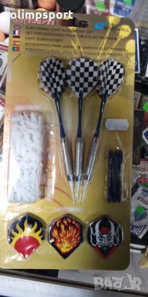 стрелички за дартс ECHOWELL ACD 3900 са пълен комплект от 3 бр. стрелички с перца и накрайници, 9 бр, снимка 1