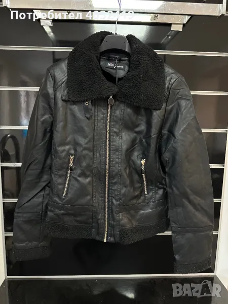 Черно дамско кожено яке , снимка 1