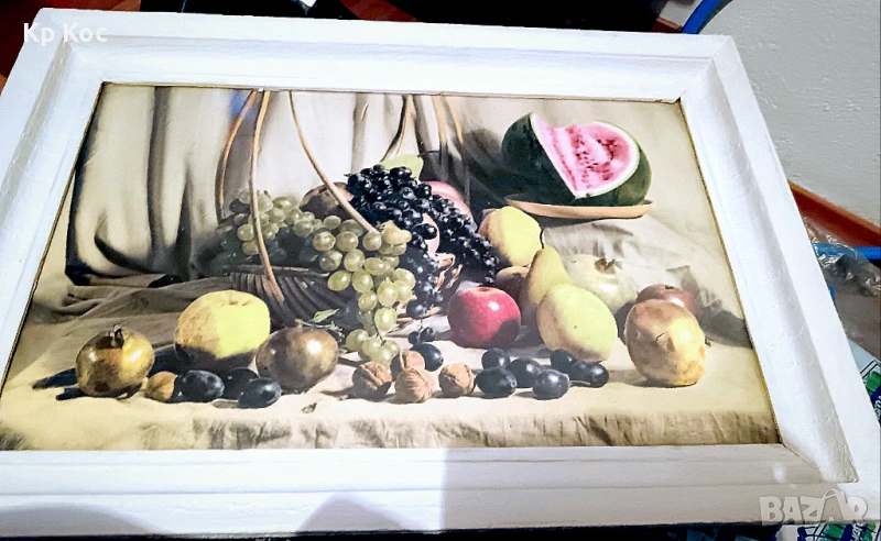 Голяма картина на плодове с масивна рамка, снимка 1
