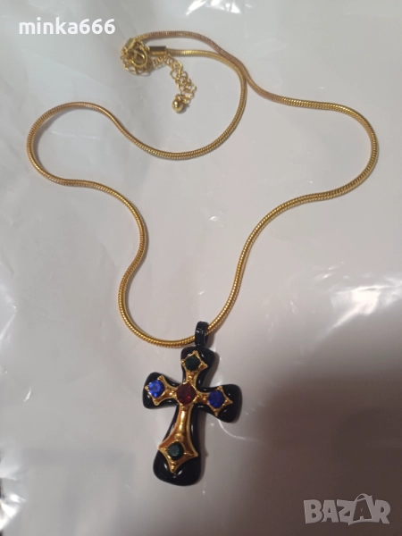 Позлатени колие с кръст 14к, снимка 1