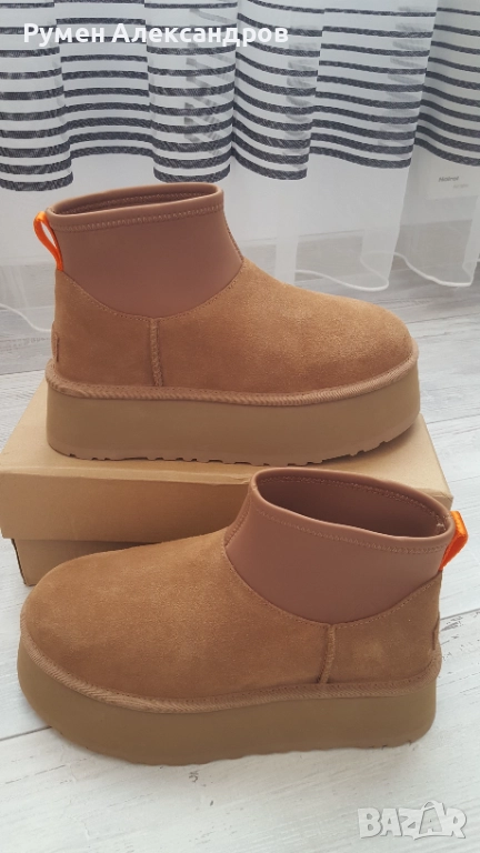 Нови дамски кожени високи боти UGG CLASSIC MINI DIPPER Shestnut р-р 39, снимка 1