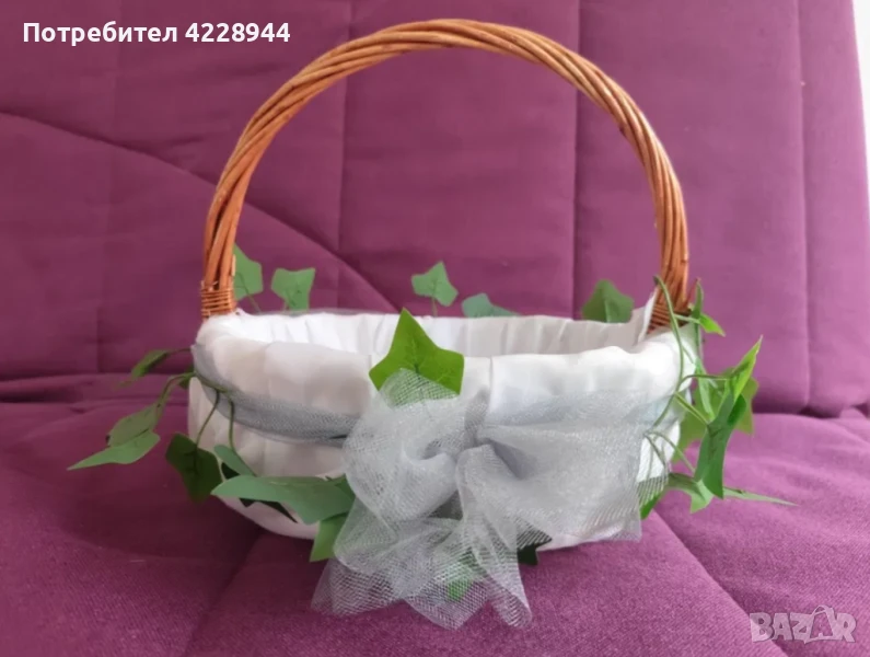 Дървена горска сватбена булчиска кошничка, за кръщене, за шаферка, снимка 1