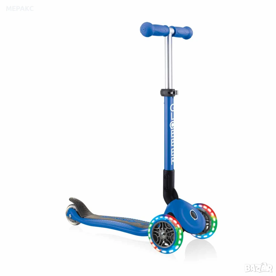 Сгъваема тротинетка със светещи колела, Globber Junior - 2+ г., синя, снимка 1