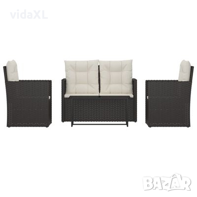 vidaXL Лаундж комплект за двор с възглавници 4 части полиратан черен(SKU:319196, снимка 1