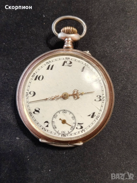 Швейцарски СРЕБЪРЕН джобен часовник 1901г. с позлата - 6 РУБИНА - ПРОМОЦИЯ, снимка 1