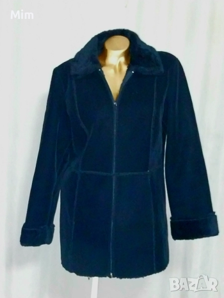 Fashion Concept M/L Черен кожух от велур с мека подплата , снимка 1