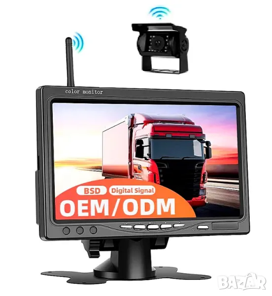 Безжична камера с монитор, за паркиране, камион, заден ход, тир, автобус, парктроник, задно виждане , снимка 1