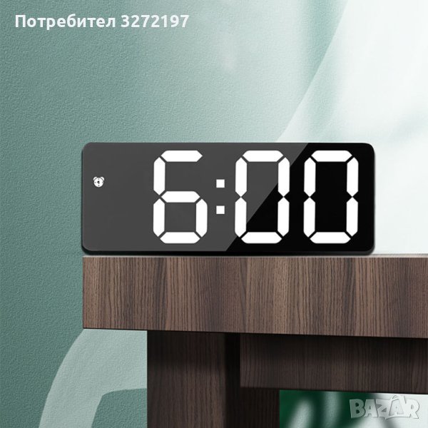 Цифров LED огледален настолен часовник,цифрова аларма,дата,температура и др.функции, снимка 1