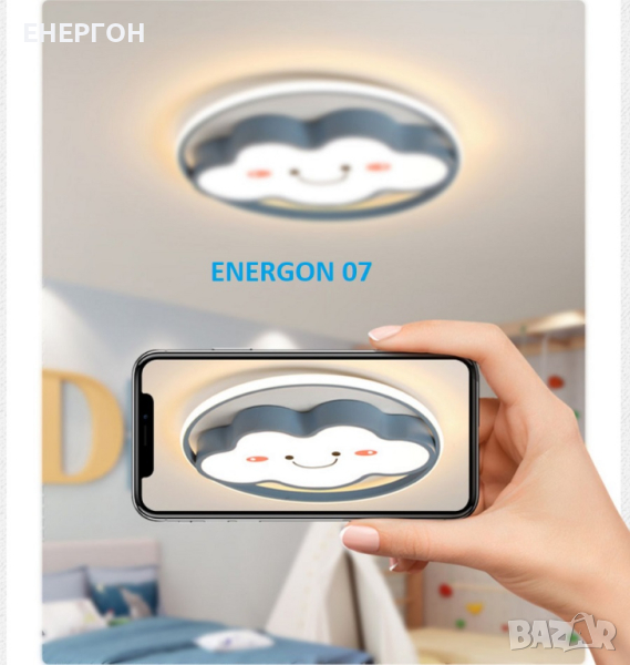 Луксозна LED лампа за ДЕТСКА СТАЯ висок клас плафон облак СИН, снимка 1