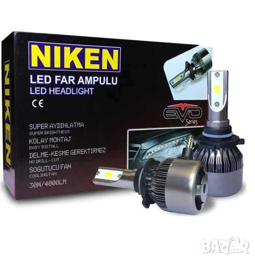 Диодни Led крушки Niken,за фарове H7 12/24V Турски супер силни комплект, снимка 1