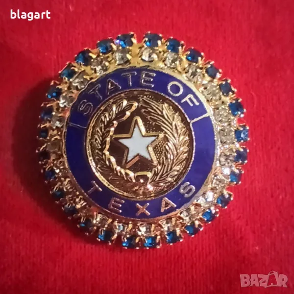 значка,медал Тексас- САЩ -сини,бели камъчета, снимка 1