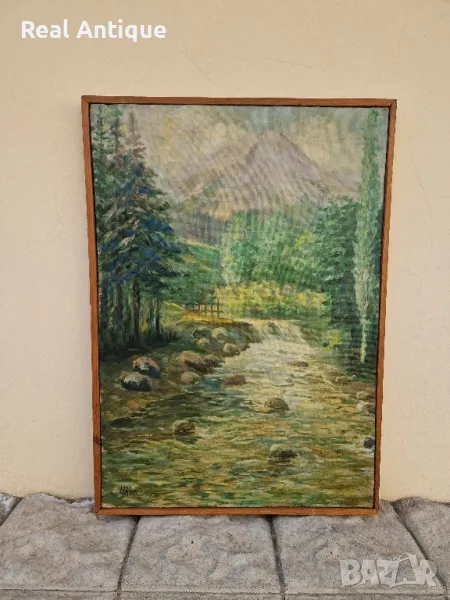 Иван Кънчев- масло пейзаж платно автор- 1970 г., снимка 1