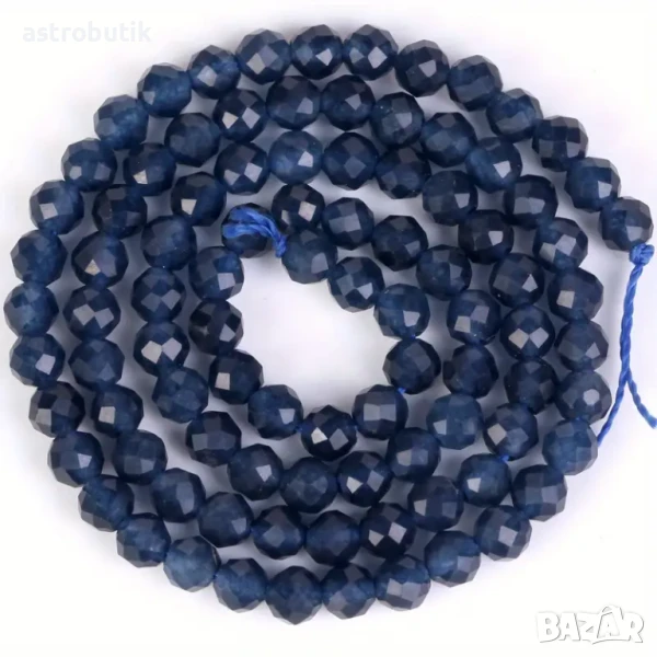Естествен сапфир мъниста,фасетирани,4 мм., снимка 1