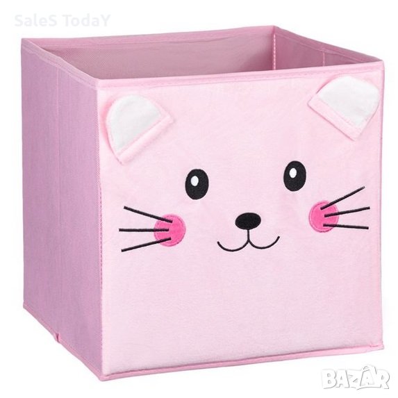 Кутия за съхранение, коте, розова, 30х30х30см, снимка 1