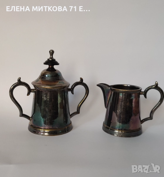 Масивни дълбоко посребрени латиера и захарница във викториански стил, снимка 1