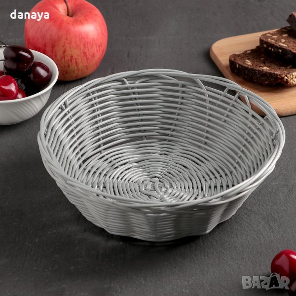 2705 Пластмасов кръгъл панер за хляб и плодове, 21см, снимка 1