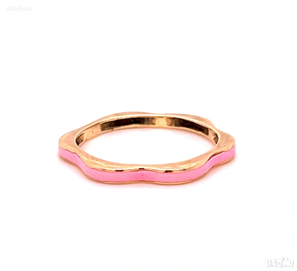 Златен дамски пръстен 1,36гр. размер:53 14кр. проба:585 модел:35003-5, снимка 1