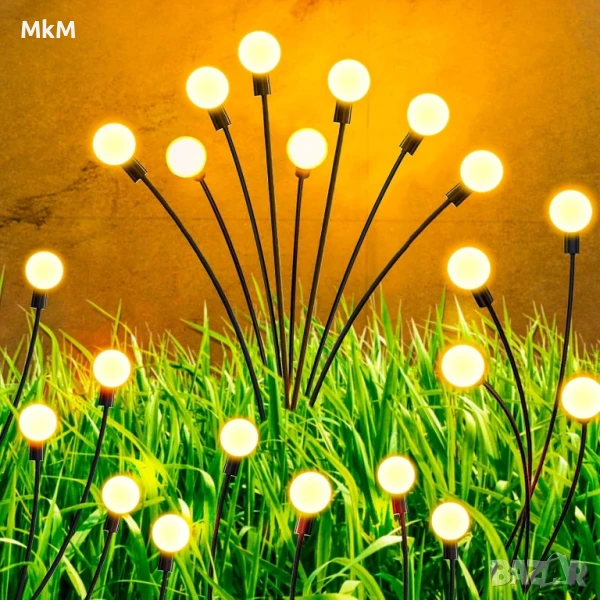 Соларни светлини Firefly, верига om броя 4 лампи с 8 LED слънчеви градински светлини , снимка 1