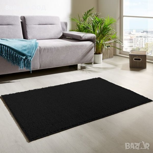 Черен шаги килим, снимка 1
