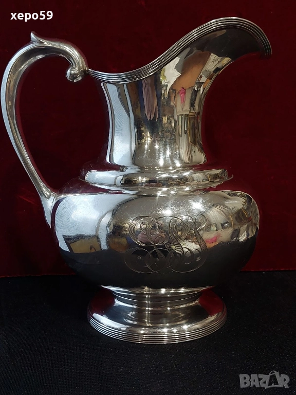 Сребърна кана за вода или вино,сребро 925,вместимост 1800 мл.Отлично състояние. , снимка 1