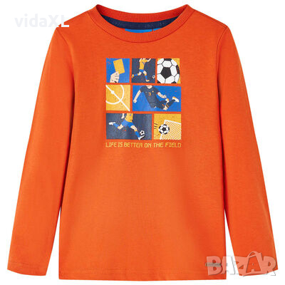 Детска тениска с дълъг ръкав, оранжева, 116）SKU:12706, снимка 1