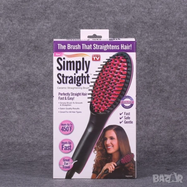 Четка за изправяне и изсушаване с LCD дисплей и 3D керамични цилиндри, снимка 1