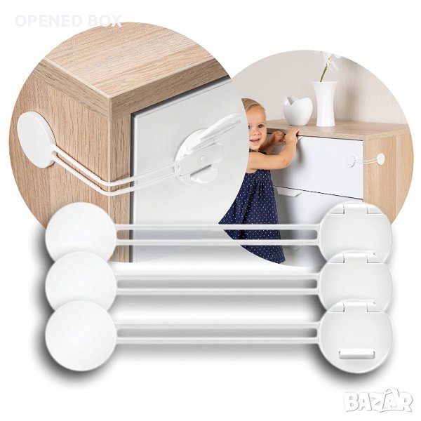 Защитна ключалка за деца за шкаф REER, предпазител, комплект от 3 бр., снимка 1