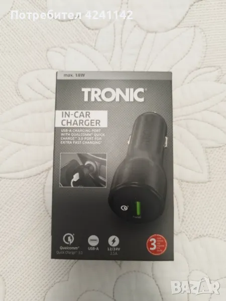 Зарядно за кола Tronic in car charger / USB 3, снимка 1